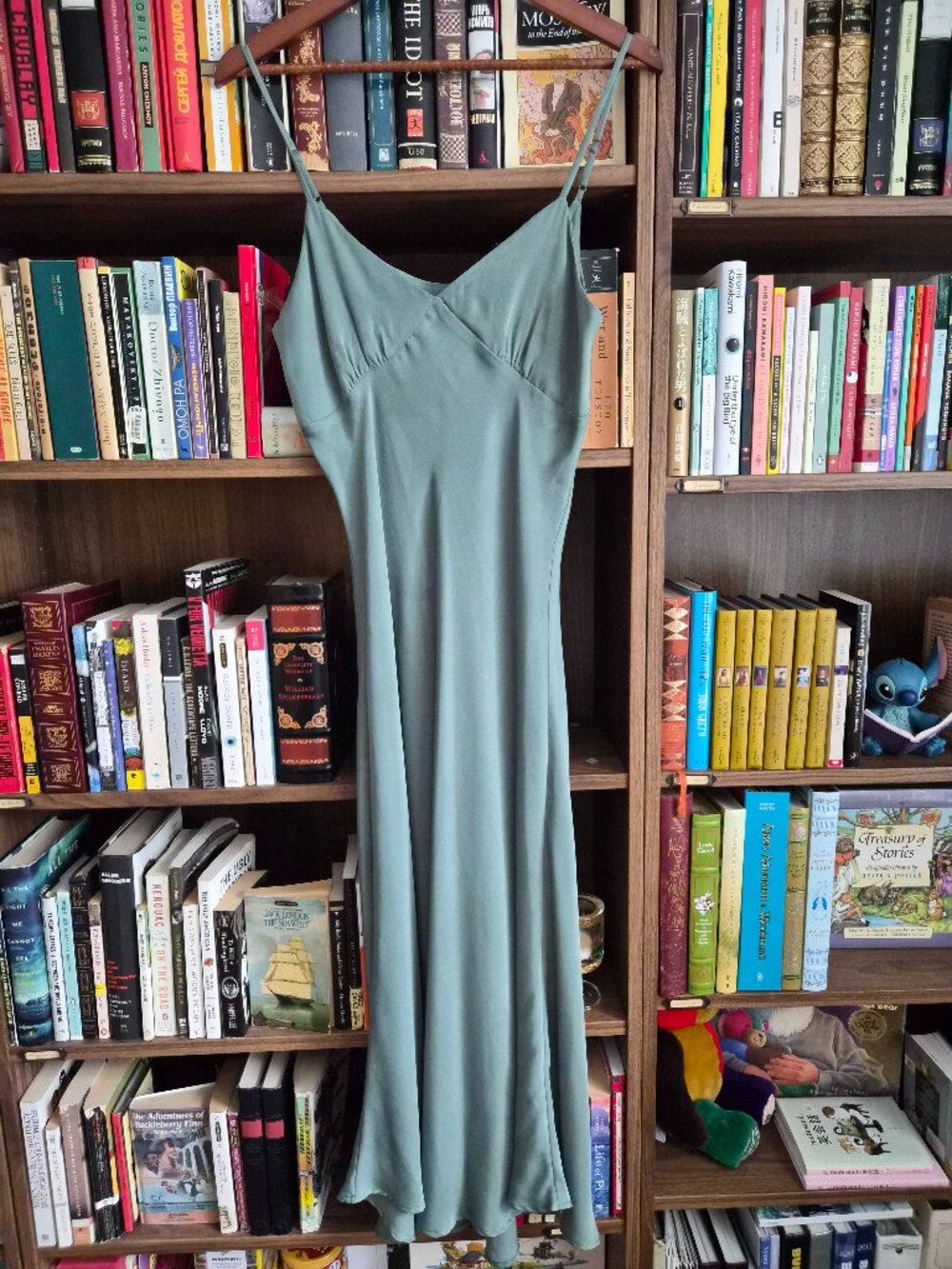 Seafoam green, slip dress, simple retro